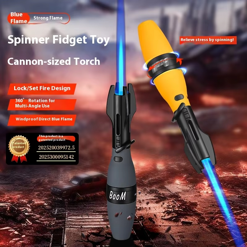 Boom Windproof Torch Lighter with Safety Lock & Fidget Spinner Design -MetalFun (3)