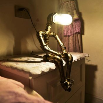 Creative Steampunk Industrial Robot Pipe Lamp