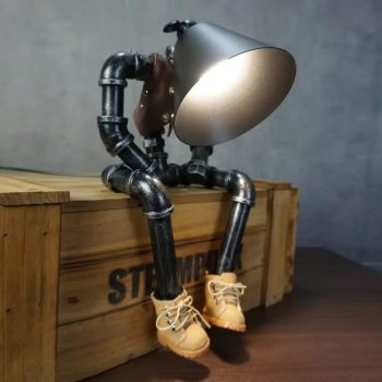 Pipe Robot Desk Lamp with Jacket and Martin Boots