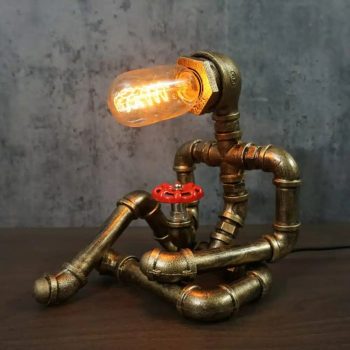 Steampunk Cross-Legged Pipe Robot Desk Lamp