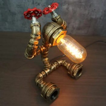 Steampunk Sitting Pipe Robot Table Lamp