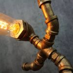 MetalFun (Metal Fun) Steampunk Skateboarding Pipe Robot Table Lamp (2)