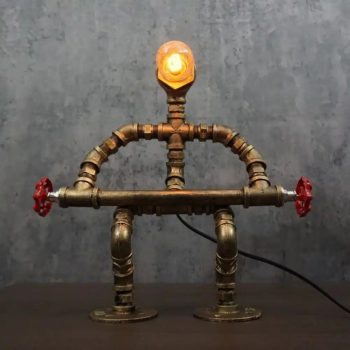 Steampunk Weightlifting Pipe Robot Desk Lamp