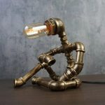 MetalFun (Metal Fun) Thinking Pose Steampunk Pipe Robot Table Lamp (2)