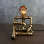 MetalFun (Metal Fun) Thinking Pose Steampunk Pipe Robot Table Lamp (2)
