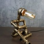 MetalFun (Metal Fun) Thinking Pose Steampunk Pipe Robot Table Lamp (2)