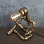 MetalFun (Metal Fun) Thinking Pose Steampunk Pipe Robot Table Lamp (2)