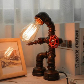 Vintage Steampunk Pipe Robot Desk Lamp